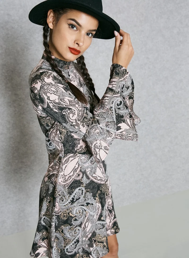 Missguided Paisley Print Ruffle Dress