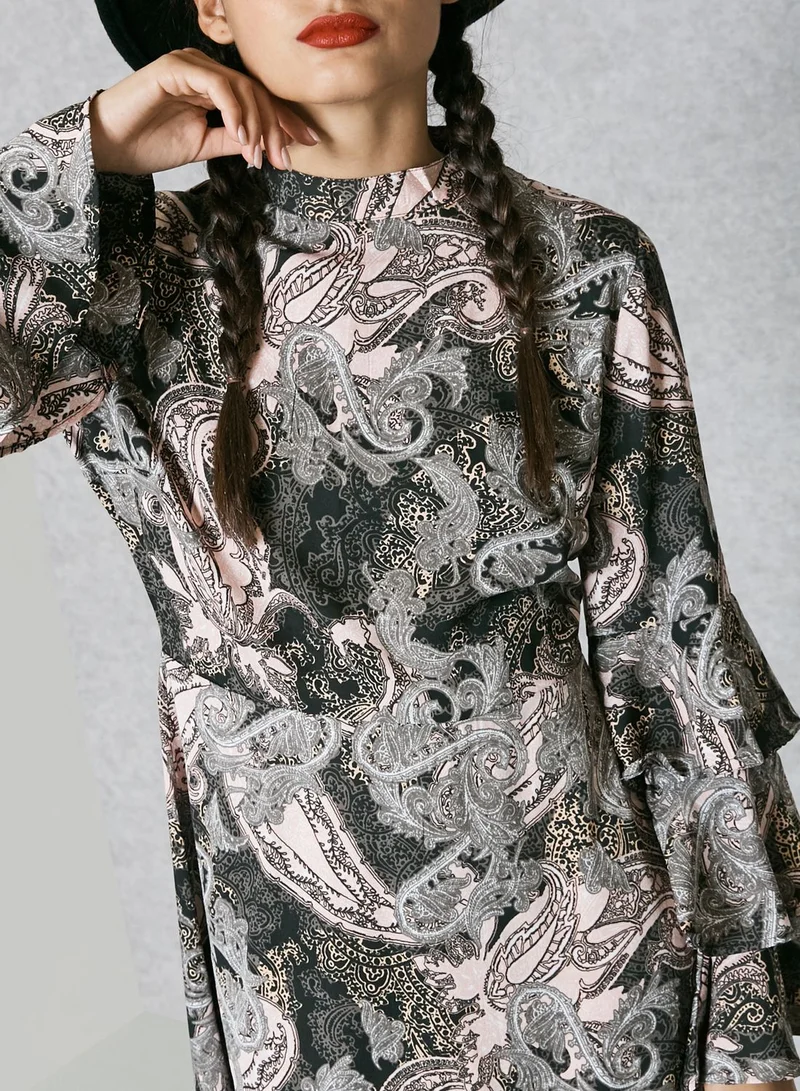 Missguided Paisley Print Ruffle Dress