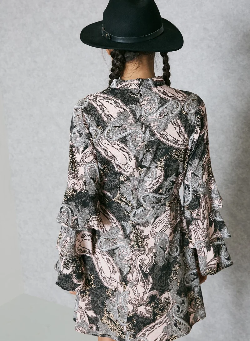 Missguided Paisley Print Ruffle Dress