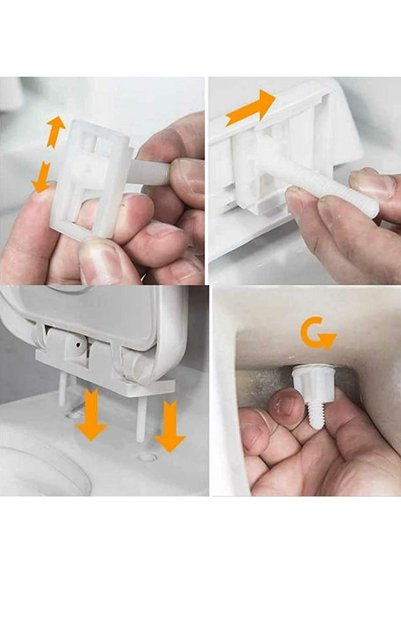BATH GURU Plastic Toilet Seat Cover Screw Hinges for One Piece Toilets Seat Covers Repair Kit (One Pair) (55 MM X 23 MM) - Image 3