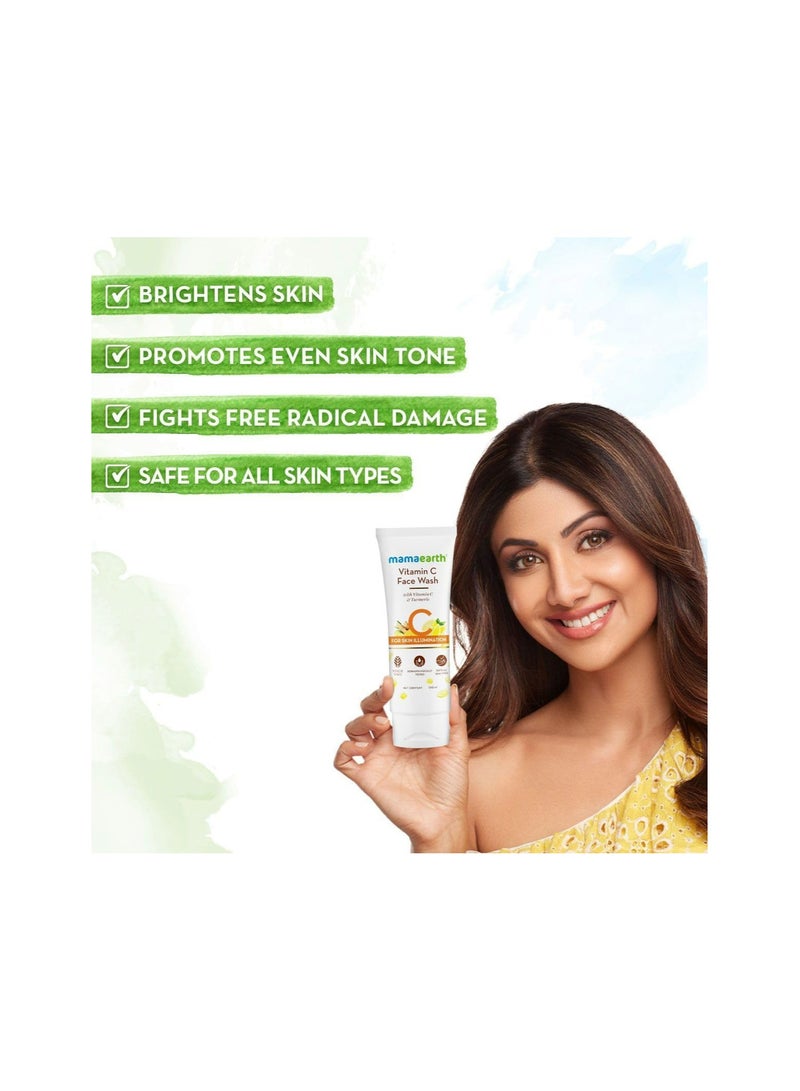 Mamaearth Vitamin C Glow Getter Duo | Vitamin C Face Wash (100ml) & Vitamin C Daily Glow Sunscreen (80g) | Brightens Skin | Gives SPF 50 & PA++++ Protection | Revives Natural Glow  - Image 2
