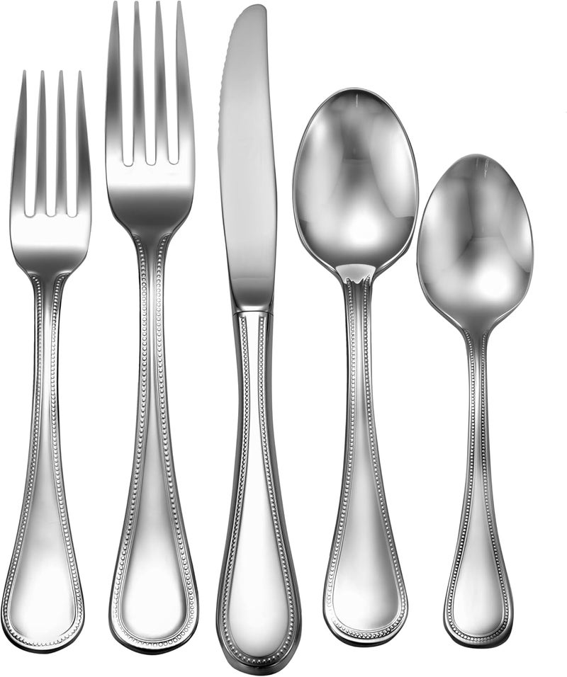 Liberty Tabletop Pearl 45piece 1810 Flatware Set Service for 8 Includes Serving Pieces Silverware Made in USA - Image 1