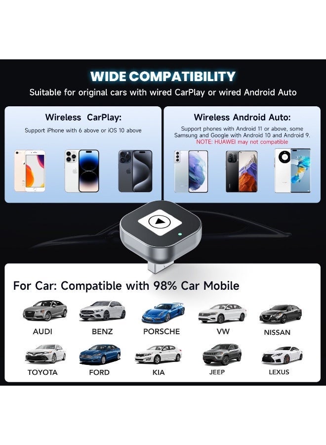 Wireless CarPlay Adapter - Plug & Play, Upgrade Wired CarPlay to Wireless, Supports Original Car Buttons, Compatible with both iOS and Android phones - Image 4
