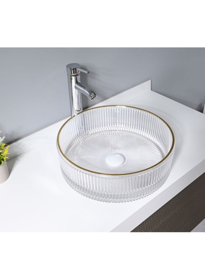 DANUBE HOME Milano Amber Crystal Above Counter Basin Xh1002 Size 400*400*120Mm