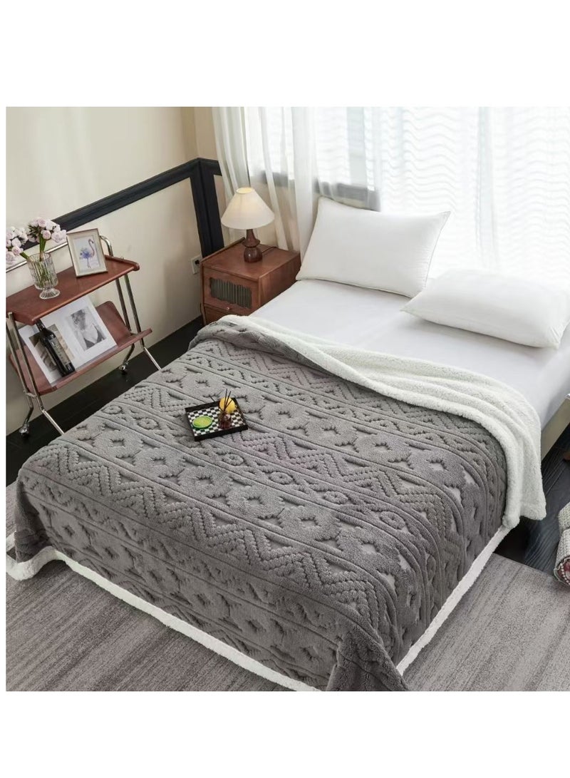 Elegant Embossed Flannel Blanket – Plush, Warm & Lightweight | 230x200cm