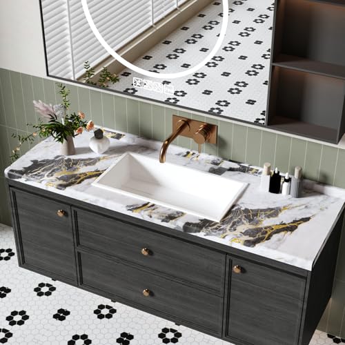 VaryFloral White Gold Gray Marble Contact Paper Peel and Stick Countertops Modern Removable Marble Wallpaper Vinyl Wrap for Table Desk Bathroom Waterproof Self Adhesive Counter Top Cover 11.8"x118" - Image 4