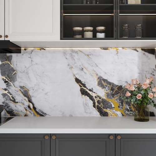 VaryFloral White Gold Gray Marble Contact Paper Peel and Stick Countertops Modern Removable Marble Wallpaper Vinyl Wrap for Table Desk Bathroom Waterproof Self Adhesive Counter Top Cover 11.8"x118" - Image 3