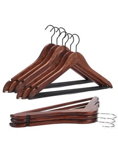 Wooden Hangers 10 Pack Heavy Duty Smooth Finish Coat Hangers with Non Slip Durable Space Saving Velvet Bottom Hangers for Suits Jackets Dresses Closet Organization Premium Quality Clothes Hangers