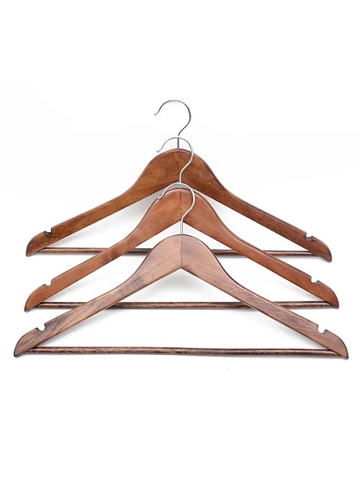 VIO - Wooden Hangers 10 Pack Heavy Duty Smooth Finish Coat Hangers with Non Slip Durable Space Saving Velvet Bottom Hangers for Suits Jackets Dresses Closet Organization Premium Quality Clothes Hangers - Image 1