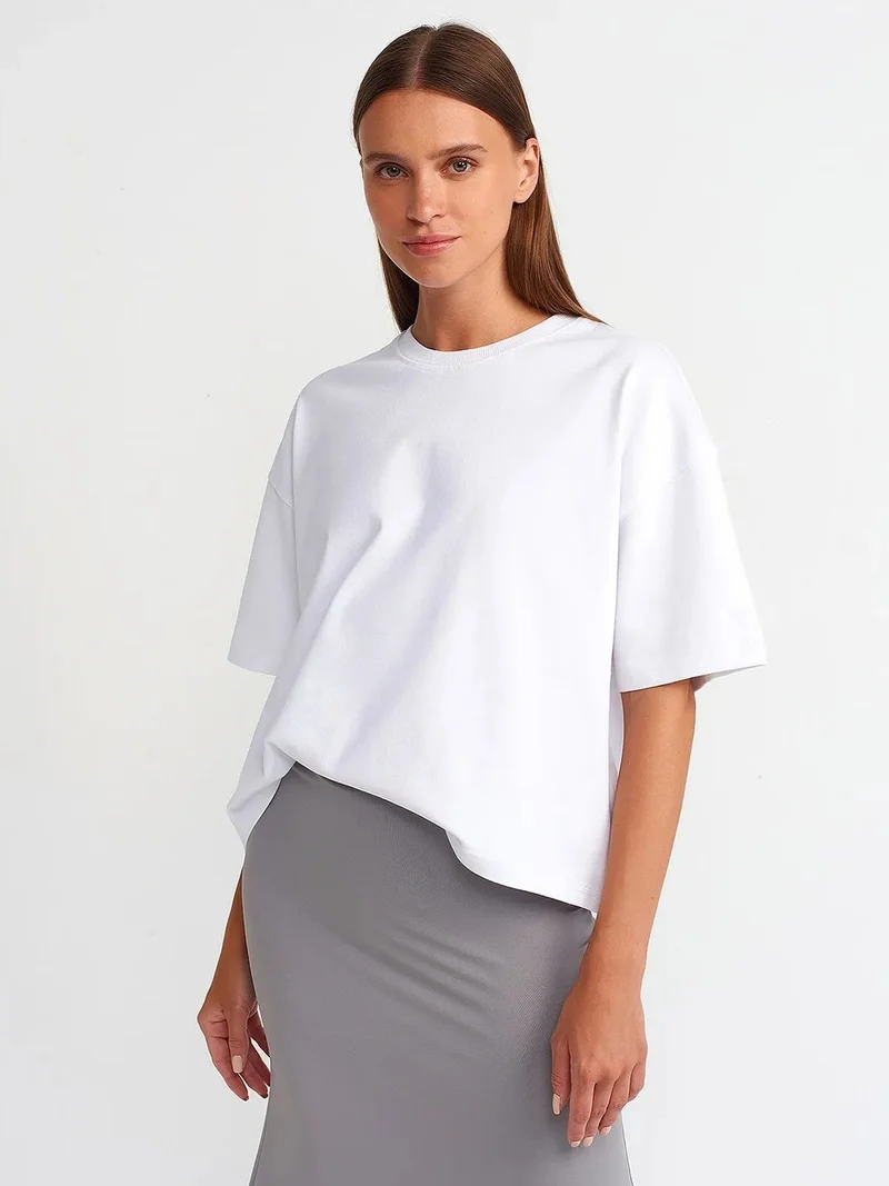 ديلفين DILVIN Oversized Cotton Crew Neck T-Shirt
