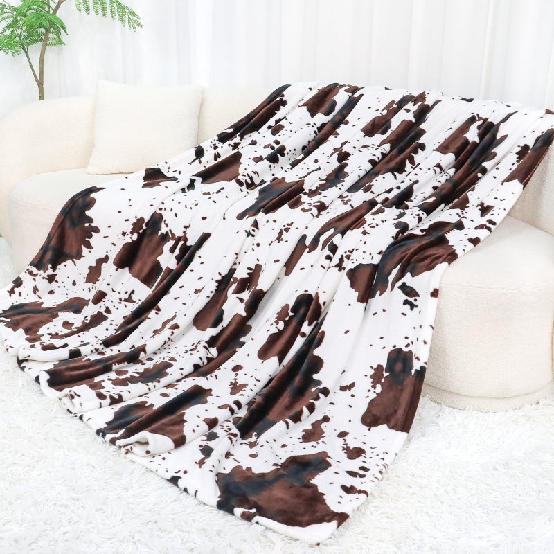 Cow Print Blanket Twin Size Soft Cozy Plush Flannel Fleece Throws Lightweight Microfiber Cow Throw Blanket for Couch Sofa Bed 60x80