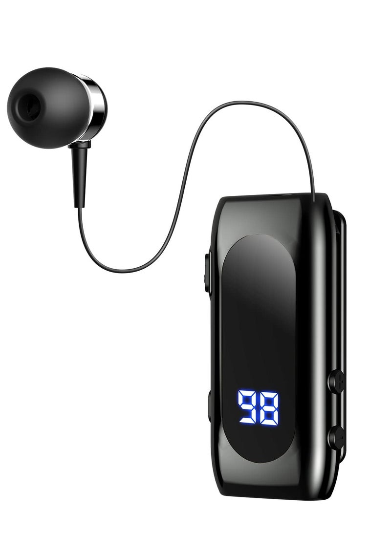 Retractable Bluetooth Headphones, Collar Clip Bluetooth Headsets Wireless Earphone Battery Display Quick Charger Handsfree Earbuds v5.2 with Microphone for Cell Phone - Image 1