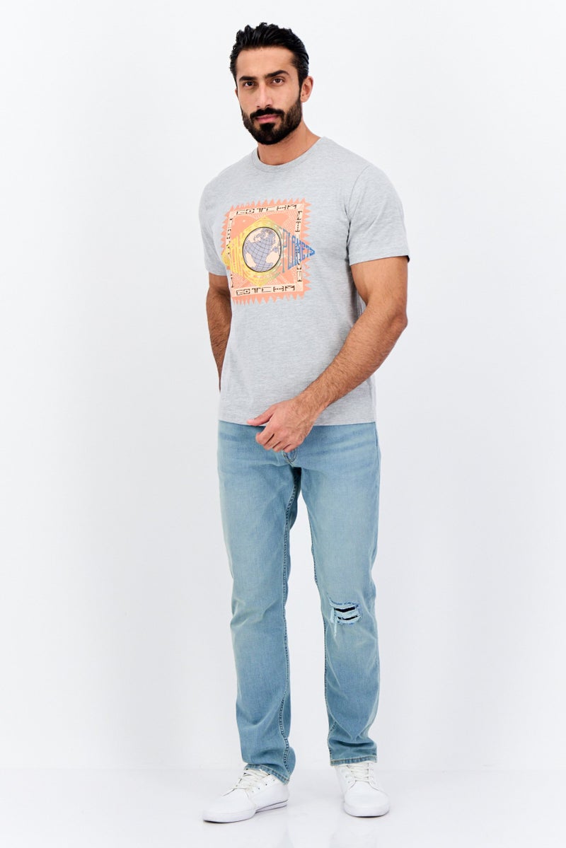 Gotcha Men Crew Neck Short Sleeves Graphic Print T-Shirt, Grey - Image 4