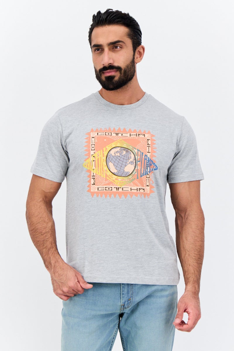 Gotcha Men Crew Neck Short Sleeves Graphic Print T-Shirt, Grey - Image 1