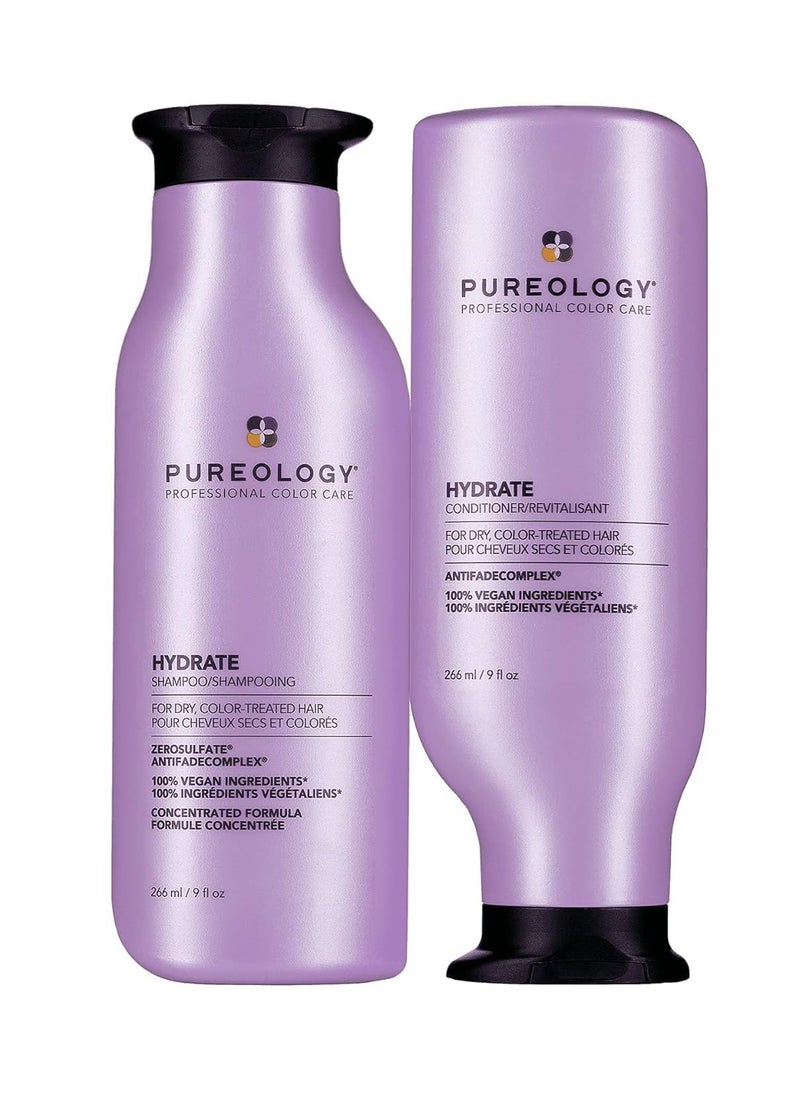 PUREOLOGY Pureology Hydrate Moisturizing Shampoo and Conditioner Set | Softens and Deeply Hydrates Dry Hair | For Medium to Thick Color Treated Hair | Sulfate-Free | Vegan  - Image 1