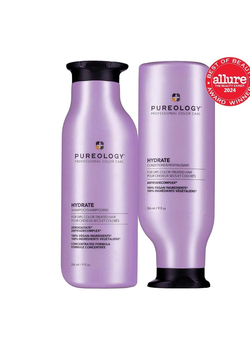 PUREOLOGY Pureology Hydrate Moisturizing Shampoo and Conditioner Set | Softens and Deeply Hydrates Dry Hair | For Medium to Thick Color Treated Hair | Sulfate-Free | Vegan  - Image 2