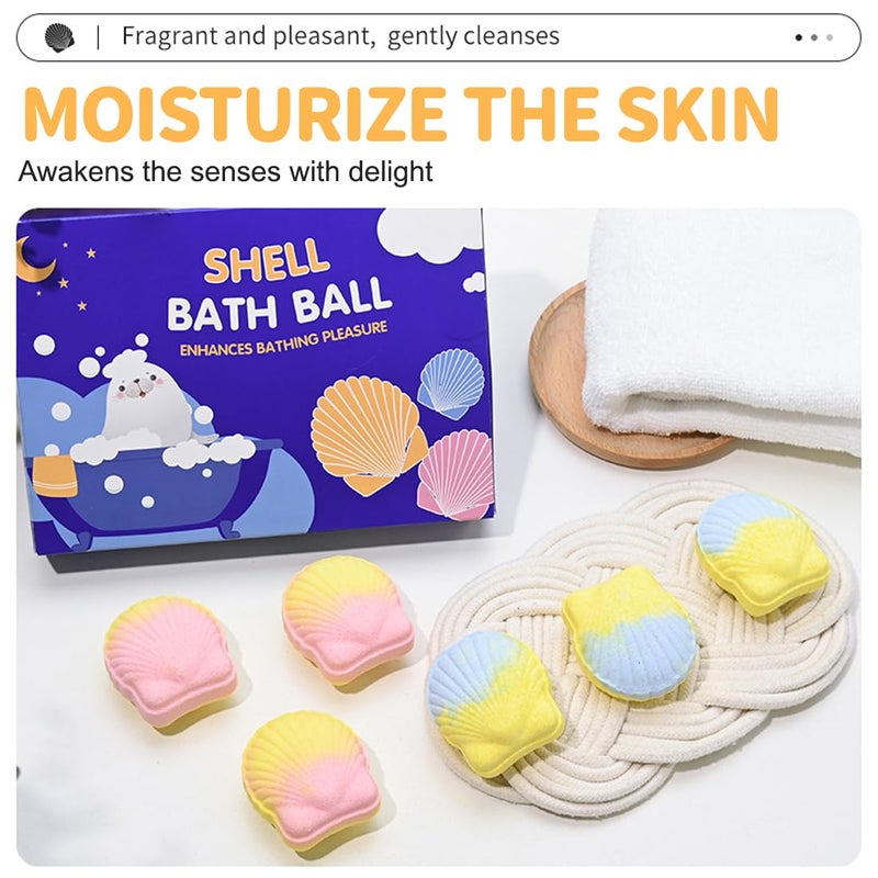 Scented Bath Balls Seashell, Relaxing Aromatherapy, Hydration and Skin Care, Rich Foam and Bright Colours, Original Gift for Women, Set of 6 - Image 3