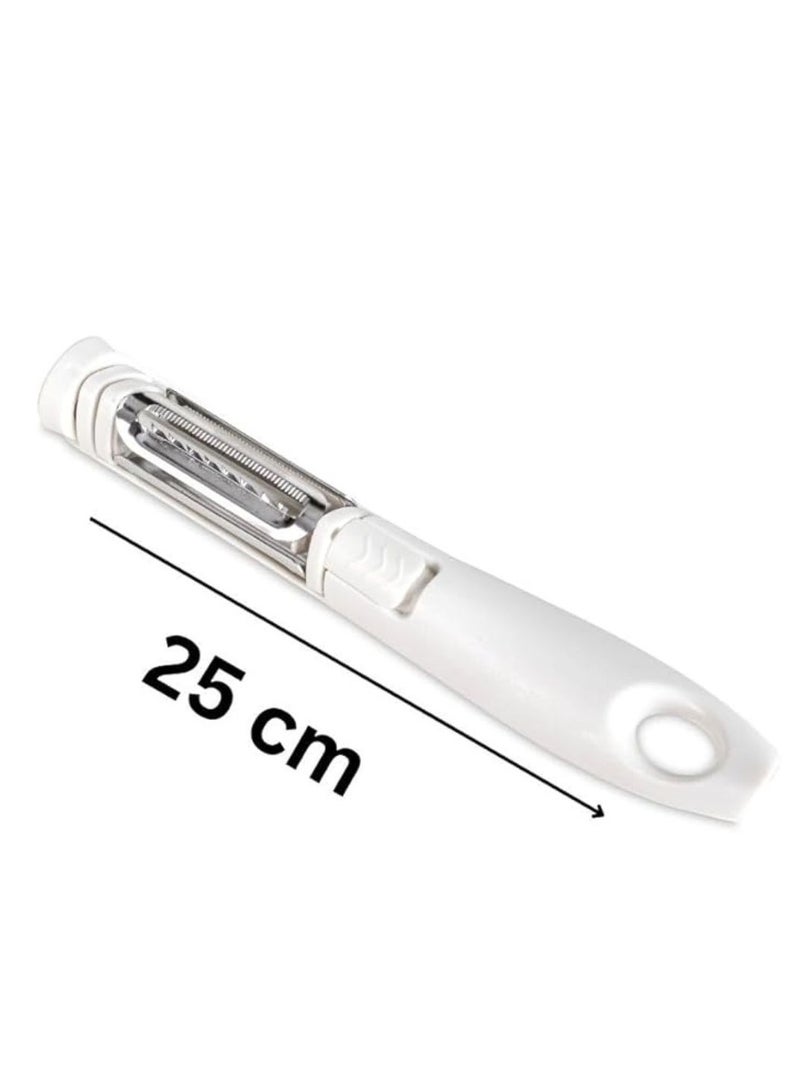 3 in 1 vegetable peeler multifunctional fruit peelers with 3 swivel blade stainless potato peeler shredder slicer for cabbage apple carrot white - Image 2