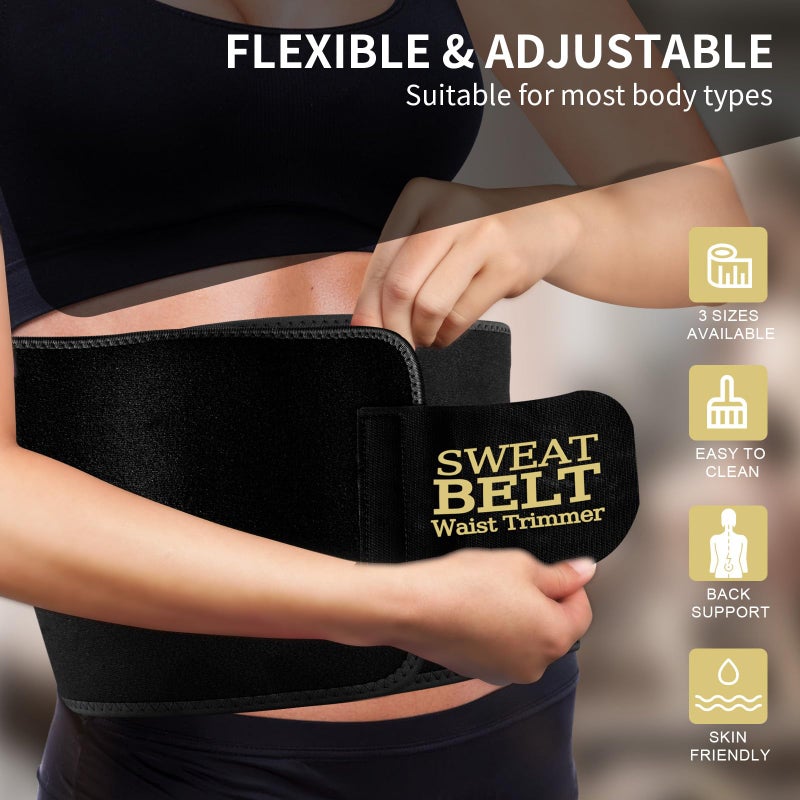 Lisacool Waist Trainer for Women,Sweat Band,Belt for Weight Loss,Waist Trimmer,Waist Cincher Trimmer,Belly Band,Sweat Belt Black - Image 4