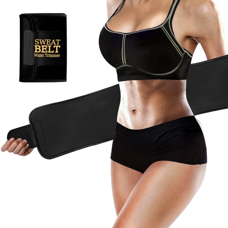 Lisacool Waist Trainer for Women,Sweat Band,Belt for Weight Loss,Waist Trimmer,Waist Cincher Trimmer,Belly Band,Sweat Belt Black - Image 1
