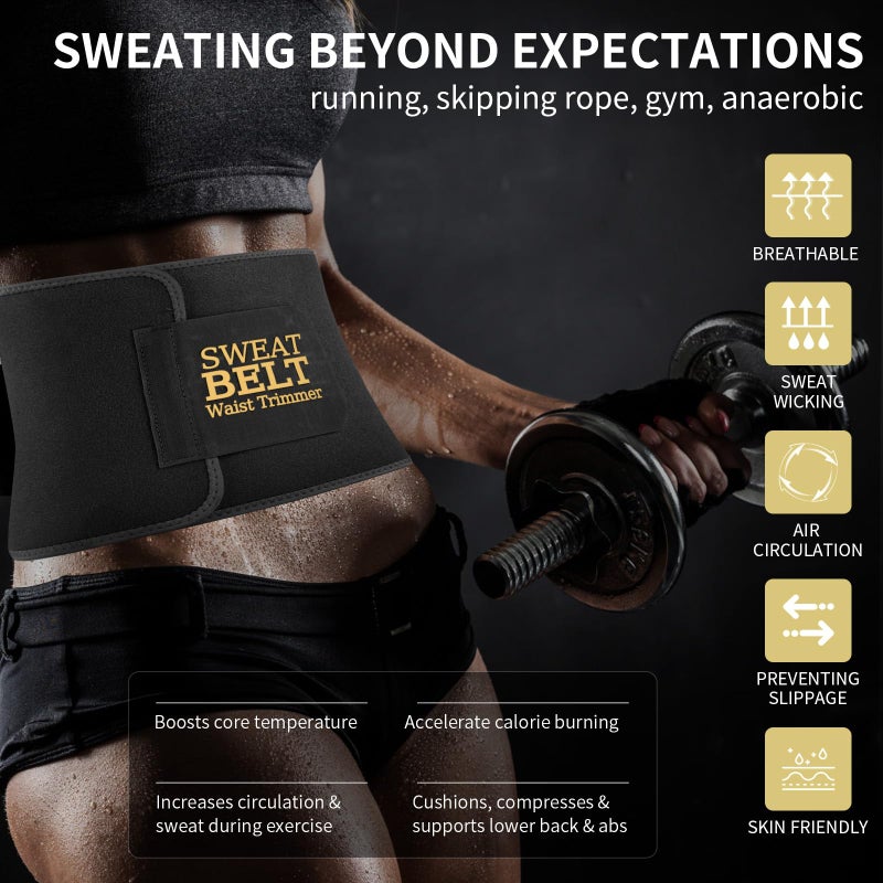 Lisacool Waist Trainer for Women,Sweat Band,Belt for Weight Loss,Waist Trimmer,Waist Cincher Trimmer,Belly Band,Sweat Belt Black - Image 3