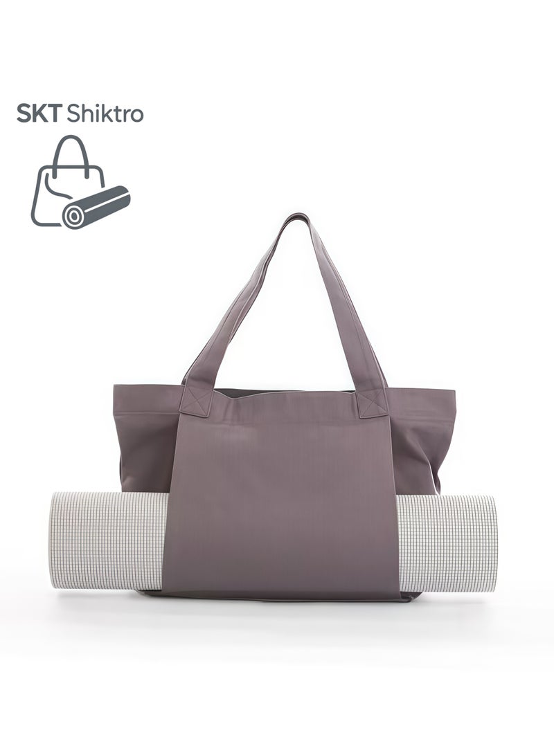 SKT Shiketro Women's Yoga Mat Bag | Large Capacity Zippered Gym Tote Bag – Durable and Portable Sports Bag for Thick Yoga Mats, Gym Gear, and Everyday Essentials | Versatile for Gym, Travel, and Work (Grey) - Image 1