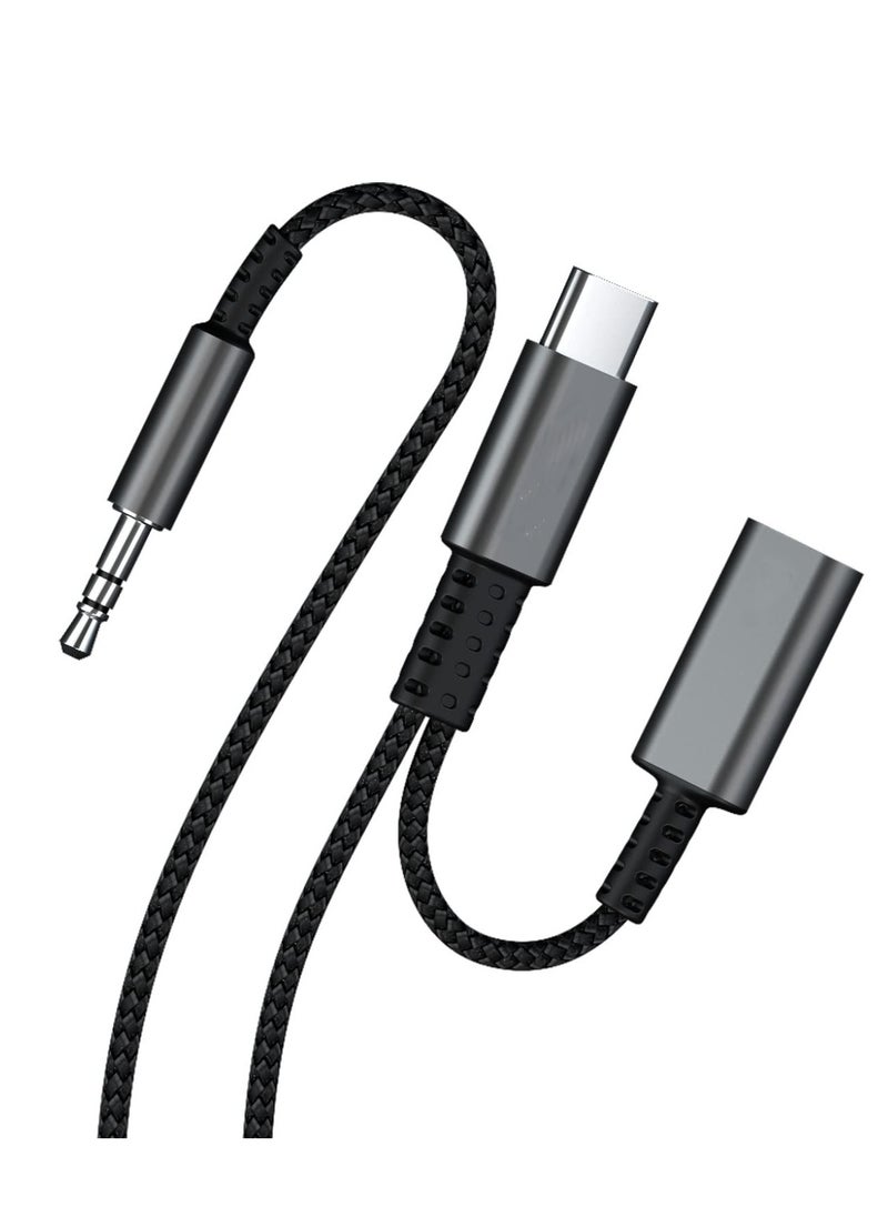 Generic - USB C to 3.5mm Aux Cable with Charging, 4FT 2-in-1 Adapter for Headphones and Speakers, Compatible with Samsung Galaxy S23 S21 S22 A53 and More. - Image 1