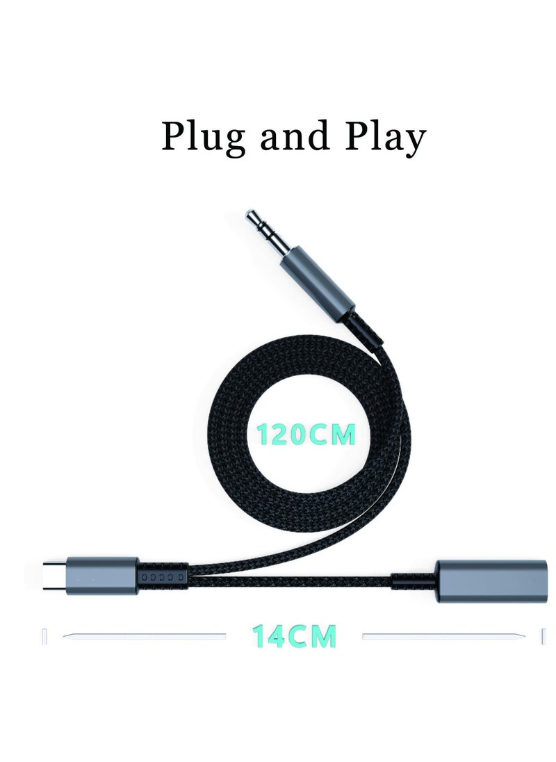 Generic - USB C to 3.5mm Aux Cable with Charging, 4FT 2-in-1 Adapter for Headphones and Speakers, Compatible with Samsung Galaxy S23 S21 S22 A53 and More. - Image 1