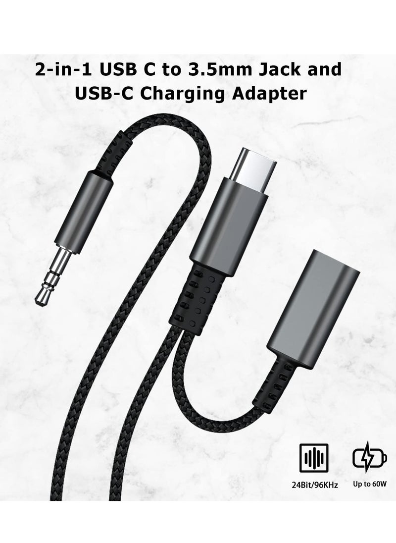 Generic - USB C to 3.5mm Aux Cable with Charging, 4FT 2-in-1 Adapter for Headphones and Speakers, Compatible with Samsung Galaxy S23 S21 S22 A53 and More. - Image 1