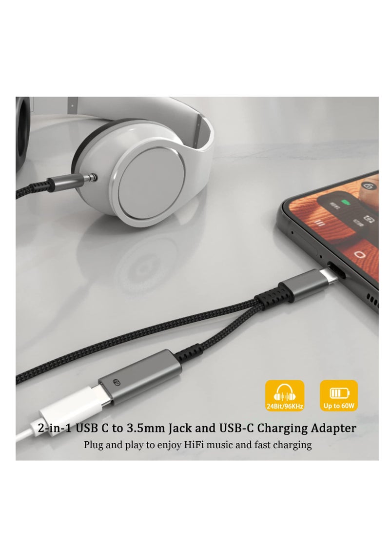Generic - USB C to 3.5mm Aux Cable with Charging, 4FT 2-in-1 Adapter for Headphones and Speakers, Compatible with Samsung Galaxy S23 S21 S22 A53 and More. - Image 1
