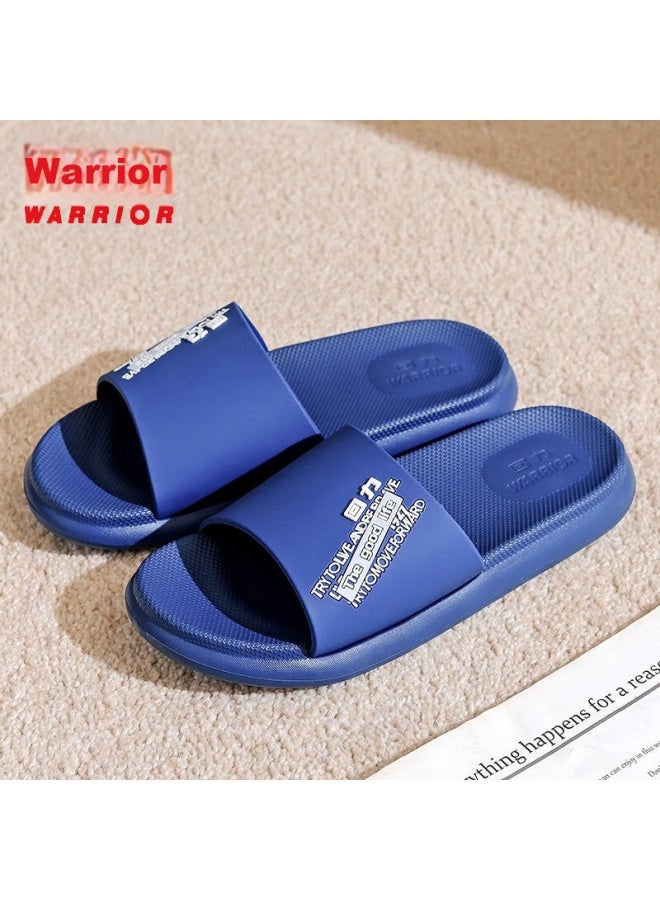 Pull Back Warrior Simple Couple Style حمام داخلي وخارجي ارتداء دش غير زلة مقاومة للبلى ناعمة مرنة قابلة للتنفس مريحة سميكة القاعدة صندل رجال موديل Hl01815 Navy Blue المقاس 43 - Image 2
