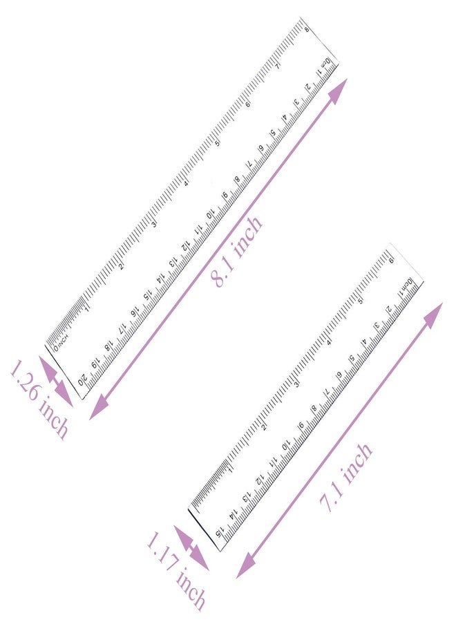 Sowaka 2 Pcs Ruler Plastic Clear Sraight Measuring Tool 6 Inch 8 Inch Transparent Drafting Tools for Kids Students Classroom Home School Classroom Painting (6 inch - 8 inch) - Image 2