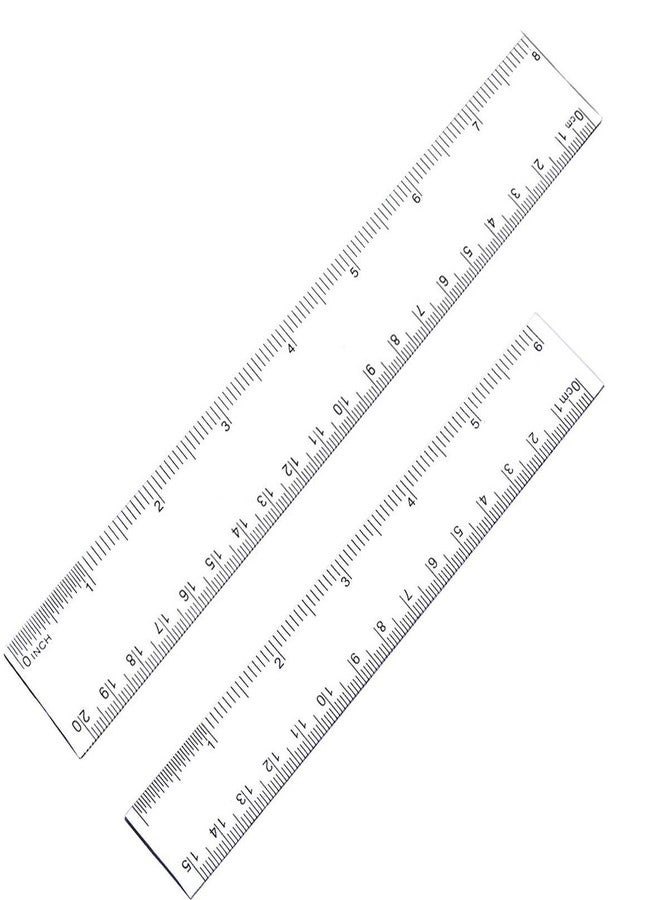 Sowaka 2 Pcs Ruler Plastic Clear Sraight Measuring Tool 6 Inch 8 Inch Transparent Drafting Tools for Kids Students Classroom Home School Classroom Painting (6 inch - 8 inch) - Image 1