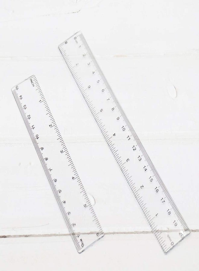 Sowaka 2 Pcs Ruler Plastic Clear Sraight Measuring Tool 6 Inch 8 Inch Transparent Drafting Tools for Kids Students Classroom Home School Classroom Painting (6 inch - 8 inch) - Image 5