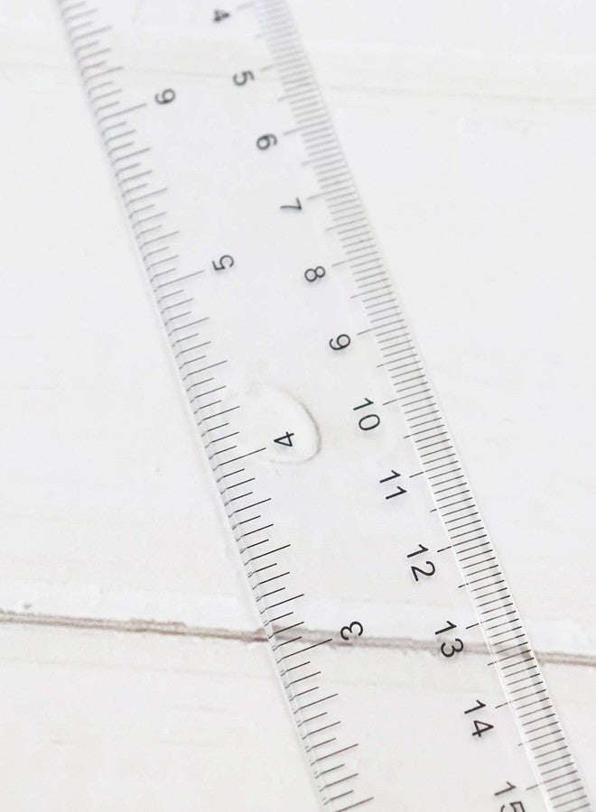 Sowaka 2 Pcs Ruler Plastic Clear Sraight Measuring Tool 6 Inch 8 Inch Transparent Drafting Tools for Kids Students Classroom Home School Classroom Painting (6 inch - 8 inch) - Image 4