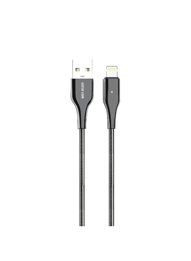 جرين ليون كابل USB-A إلى Lightning من  - بطول 1 متر، بقوة 12 وات، شحن سريع ونقل بيانات - فضي - Image 1
