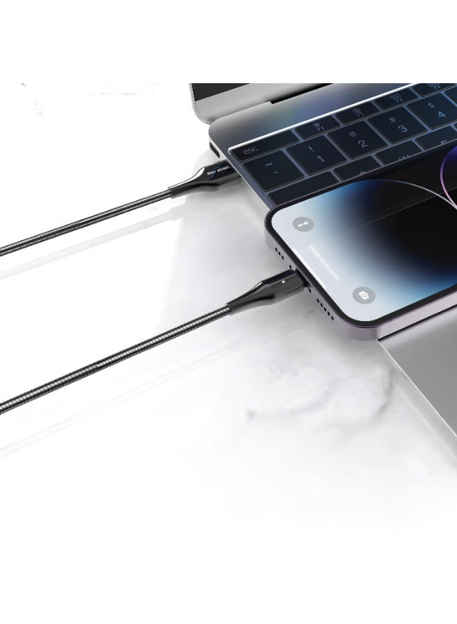 جرين ليون كابل USB-A إلى Lightning من  - بطول 1 متر، بقوة 12 وات، شحن سريع ونقل بيانات - فضي - Image 2