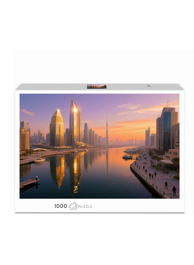 Dubai Twilight Skyline 1000 Piece Puzzle - Enchanting City Landscape Tour - Image 1