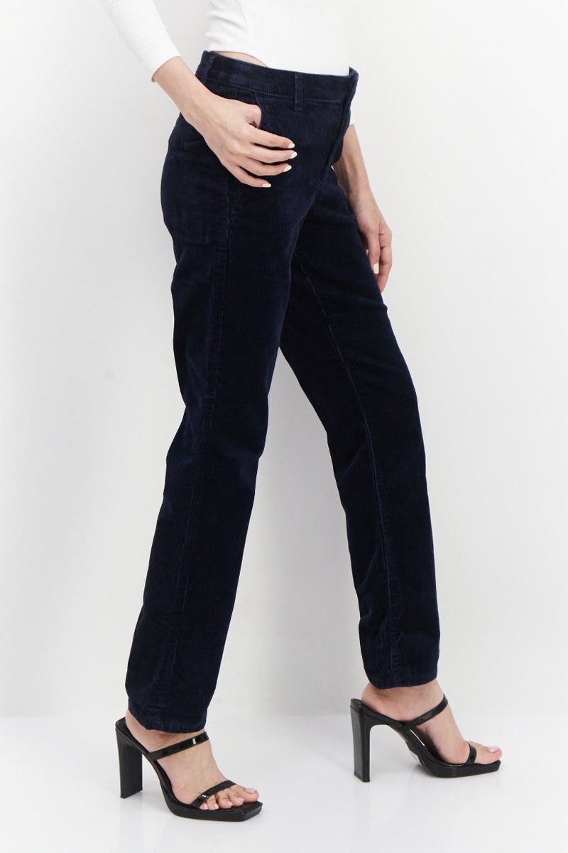 ESPRIT Women Wide Leg Ribbed Corduroy Pants, Navy - Image 4