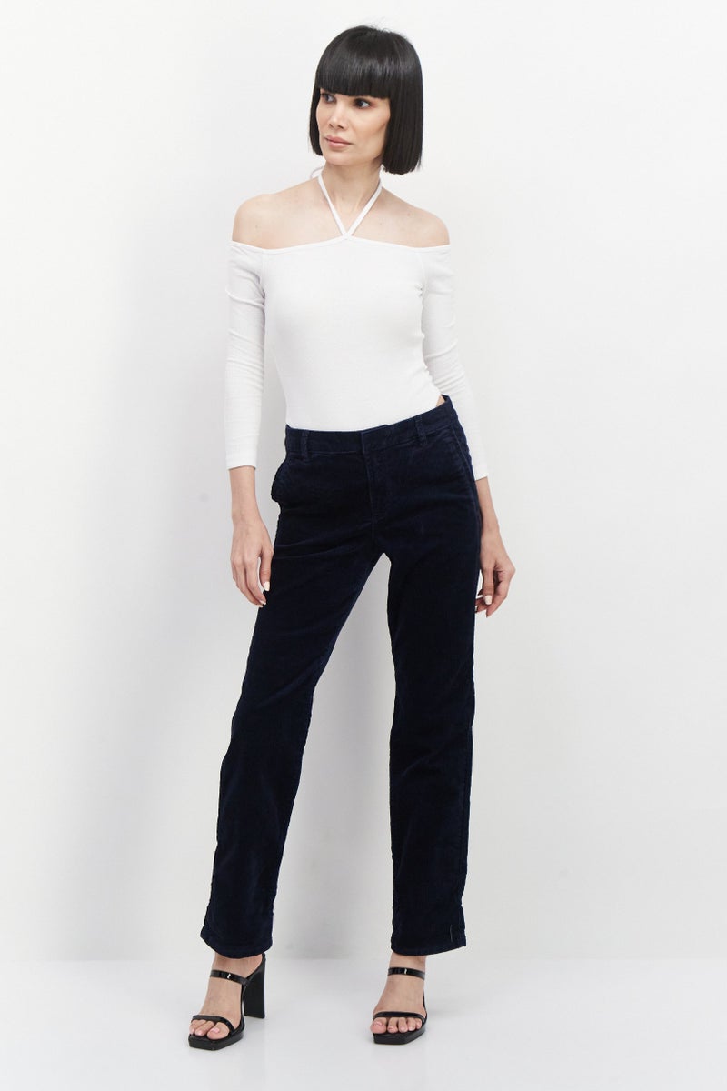 ESPRIT Women Wide Leg Ribbed Corduroy Pants, Navy - Image 2