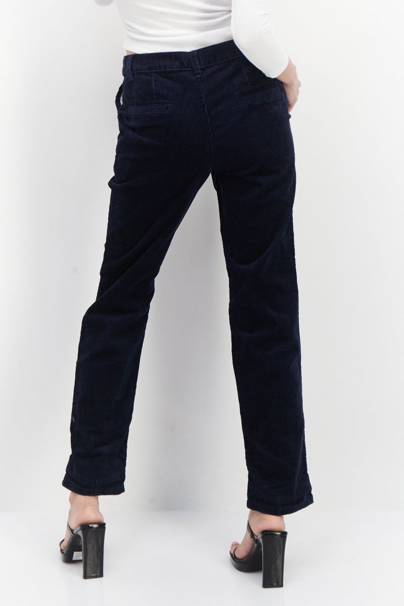 ESPRIT Women Wide Leg Ribbed Corduroy Pants, Navy - Image 3