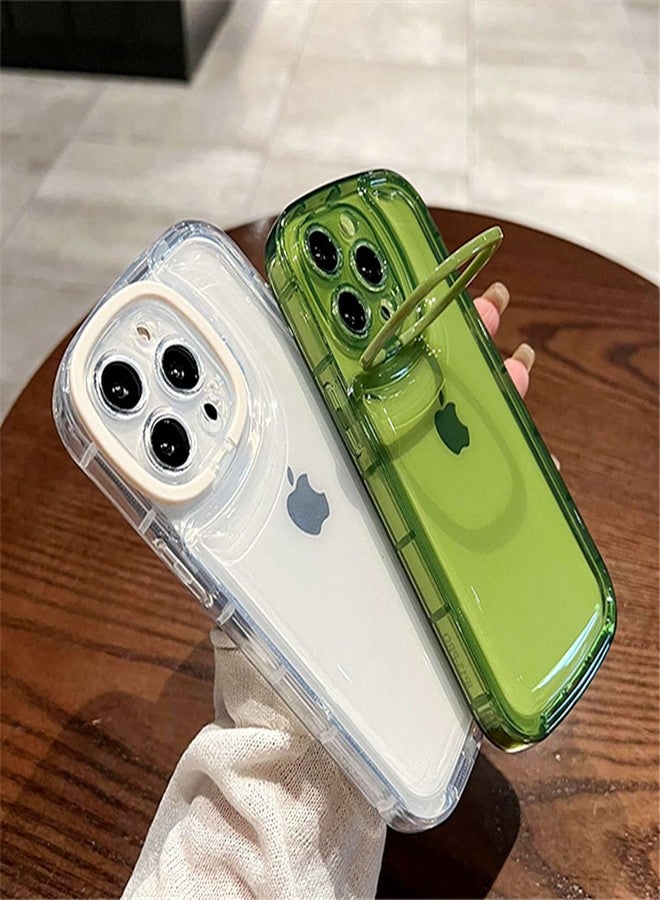 Ownest Compatible with iPhone 14 Pro Max Case with Clear Kickstand Creative Protective Design Case with Camera Holder for TPU Slim Shockproof Cool Phone Case for iPhone 14 Pro Max-Green - Image 4