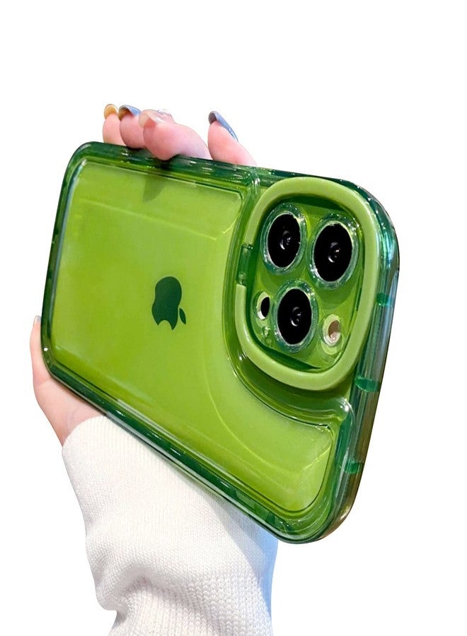 Ownest Compatible with iPhone 14 Pro Max Case with Clear Kickstand Creative Protective Design Case with Camera Holder for TPU Slim Shockproof Cool Phone Case for iPhone 14 Pro Max-Green - Image 1