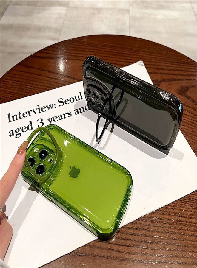 Ownest Compatible with iPhone 14 Pro Max Case with Clear Kickstand Creative Protective Design Case with Camera Holder for TPU Slim Shockproof Cool Phone Case for iPhone 14 Pro Max-Green - Image 3