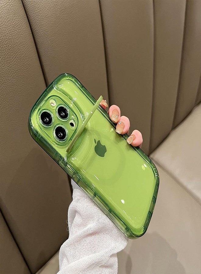 Ownest Compatible with iPhone 14 Pro Max Case with Clear Kickstand Creative Protective Design Case with Camera Holder for TPU Slim Shockproof Cool Phone Case for iPhone 14 Pro Max-Green - Image 2