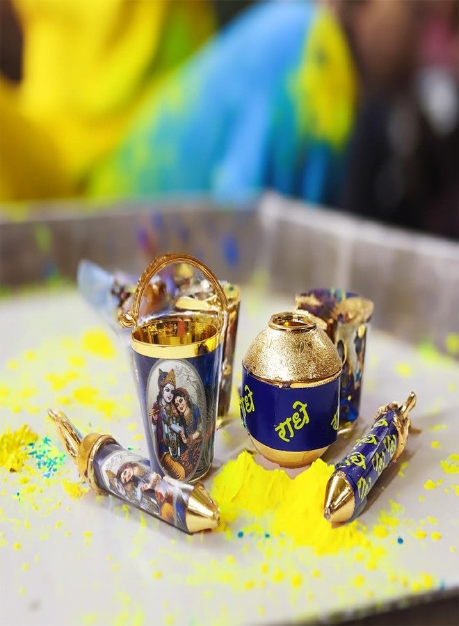 Bitona Laddu Bal Gopal Small Bucket And Matki Pichkari For Holi Festival Plastic Toy Combo, Beautiful Hand Work (2 Pc) Random Colors - Multicolor - Image 3