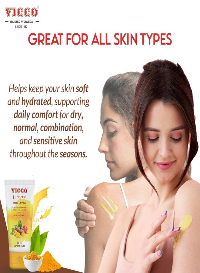 Vicco Turmeric Body Lotion with Herbal Ingredients, Moisturizing Body Lotion, Hydrates & Nourishes Skin, For Daily Skincare Routine, 6.76 Fl Oz (Pack of 1 - Image 5