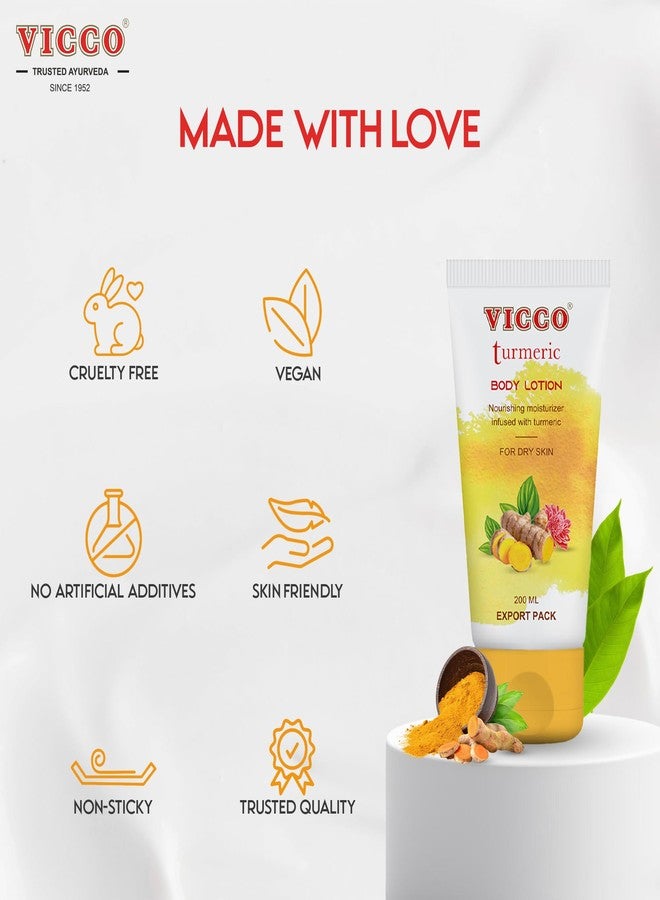 Vicco Turmeric Body Lotion with Herbal Ingredients, Moisturizing Body Lotion, Hydrates & Nourishes Skin, For Daily Skincare Routine, 6.76 Fl Oz (Pack of 1 - Image 3