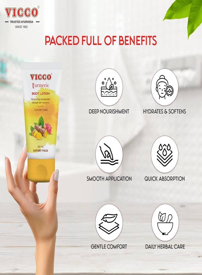 Vicco Turmeric Body Lotion with Herbal Ingredients, Moisturizing Body Lotion, Hydrates & Nourishes Skin, For Daily Skincare Routine, 6.76 Fl Oz (Pack of 1 - Image 2