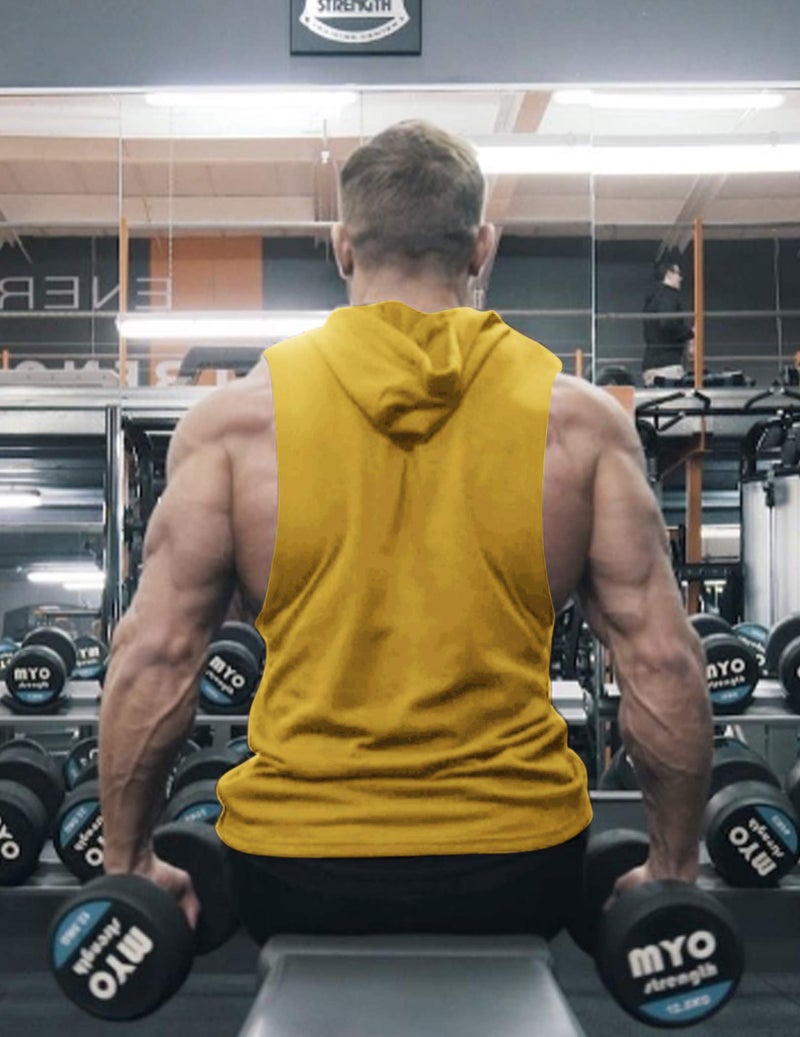 COOFANDY Men's Workout Hooded Tank Tops Bodybuilding Muscle Cut Off T Shirt Sleeveless Gym Lifting Hoodies 2 Pack - Image 3